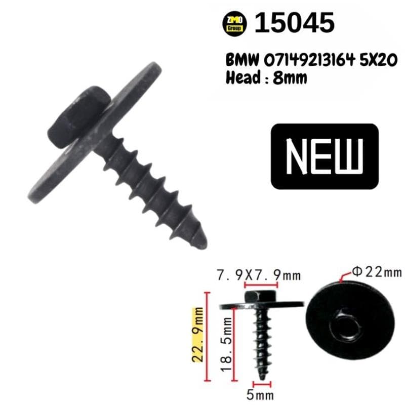 Altı Köşeli Civata 5X20Mm 8mm Baş BMW 07149213164 Mini 2 3 5 6 7 8 i3 i8 X1 X2