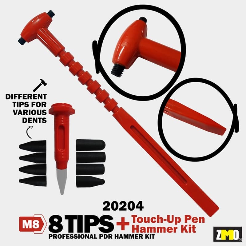 PDR Plastik Çekiç (Spatula Saplı) + Rötüş Kalemi + 8 Değiştirilebilir Uç