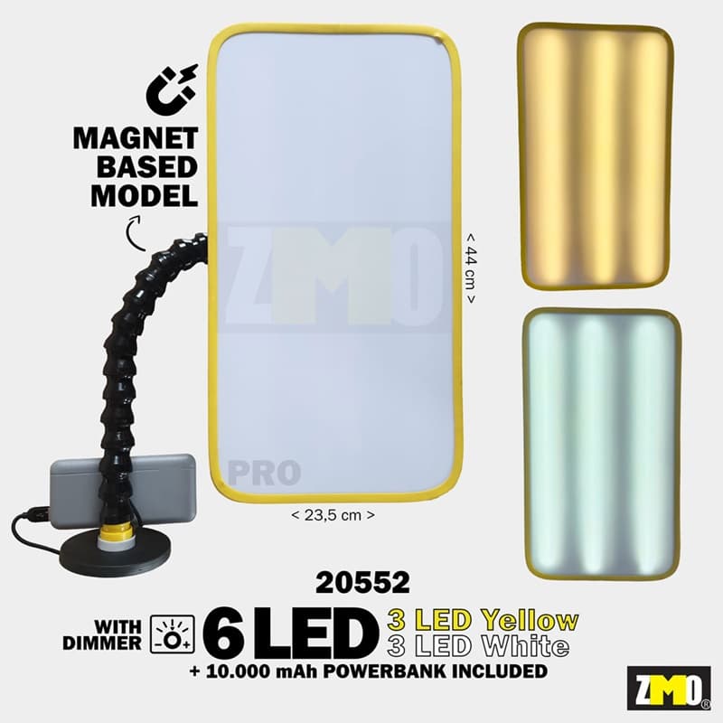 PDR Pro Lamba Mıknatıslı Şarj Edilebilir 6 LED (10.000 Mah Powerbank Dahil)